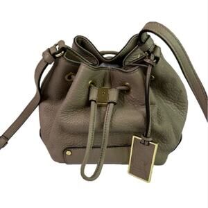 Vince Camuto Leather Bucket and Drawstring Small Satchel Bag - Gray